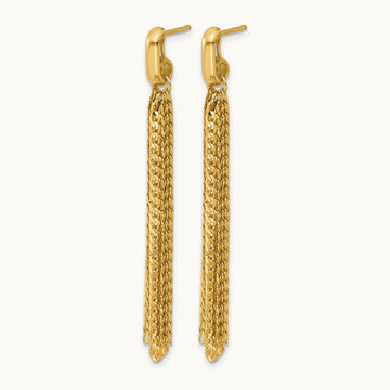 Polished Fancy Curb Link Tassel Post Dangle Earrings, 14K — Leslie's
