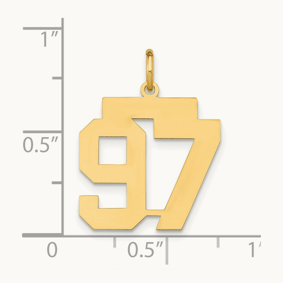 Medium Polished Number 97 Charm, 14K