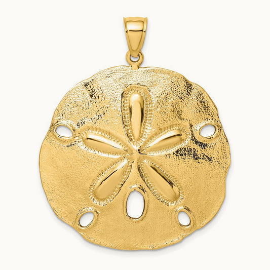 Polished Large Sand Dollar Charm, 14K