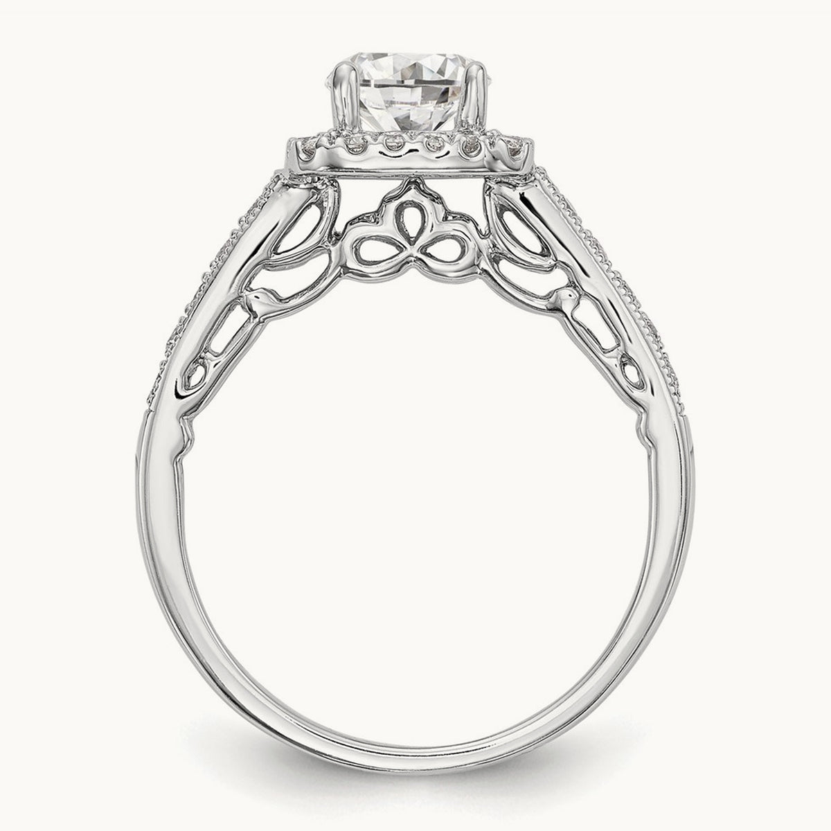 Round Semi-Mount Halo Engagement Ring, 0.25 ct tw