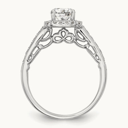 Round Semi-Mount Halo Engagement Ring, 0.25 ct tw