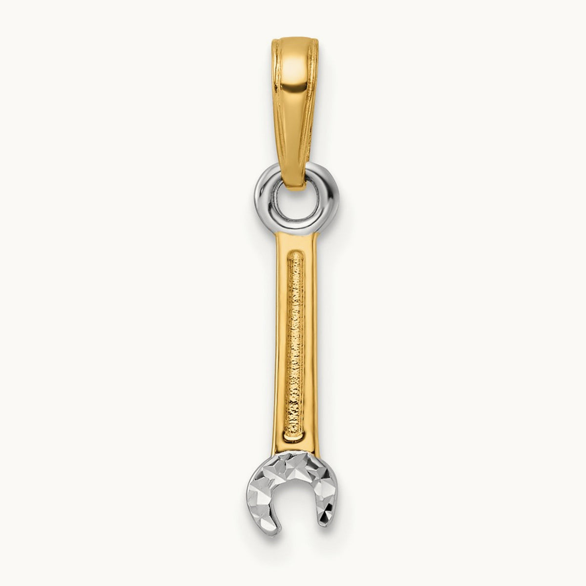 D/C Wrench Pendant, 14K with White Rhodium