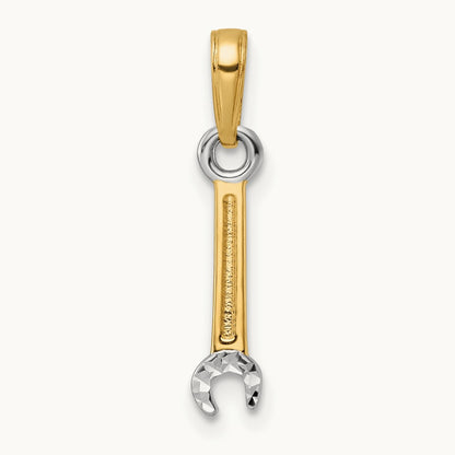 D/C Wrench Pendant, 14K with White Rhodium