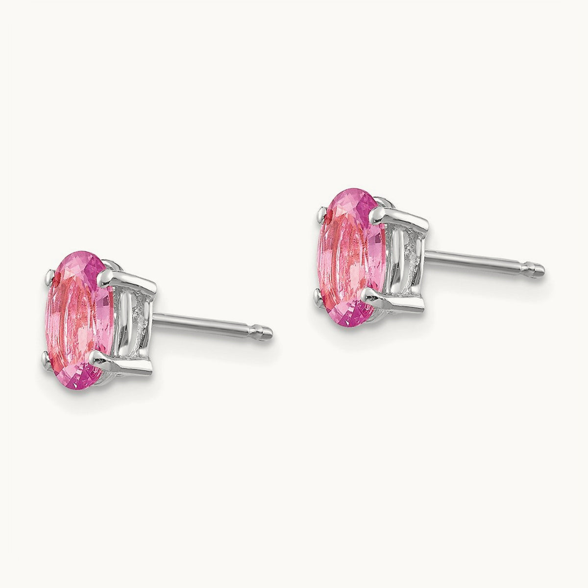 Pink Sapphire Earrings, 14K White Gold