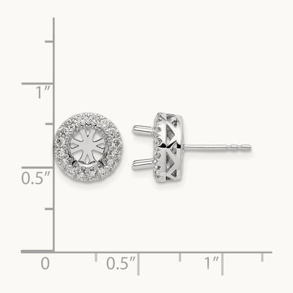 Semi-Mount Round Halo Post Earrings, 0.50 ct tw Lab-Grown Diamond — 14K White Gold