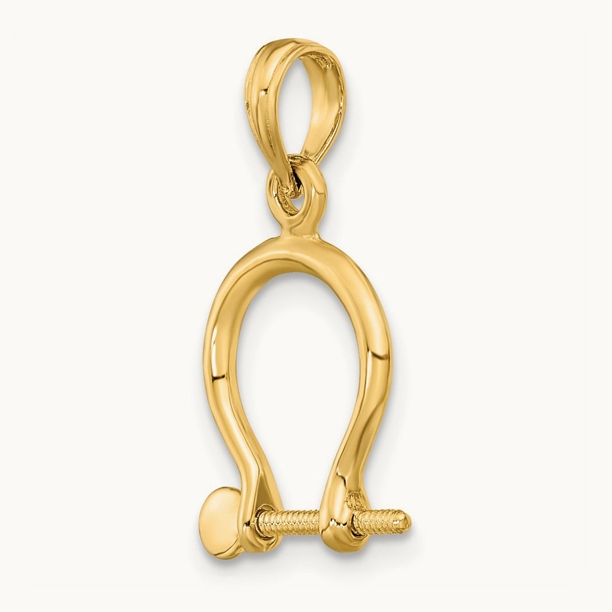 3-D Small Shackle Link Screw Charm — 14K Yellow Gold