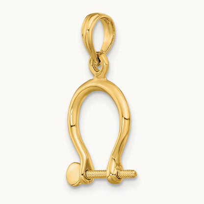 3-D Small Shackle Link Screw Charm — 14K Yellow Gold