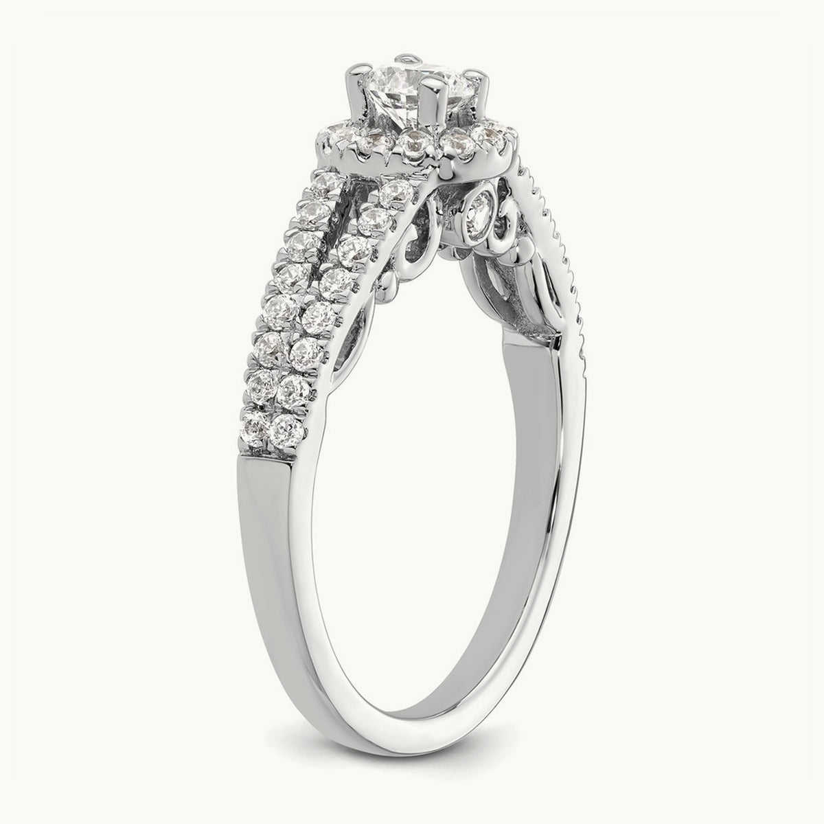 Round Semi-Mount Halo Engagement Ring, 0.50 ct tw