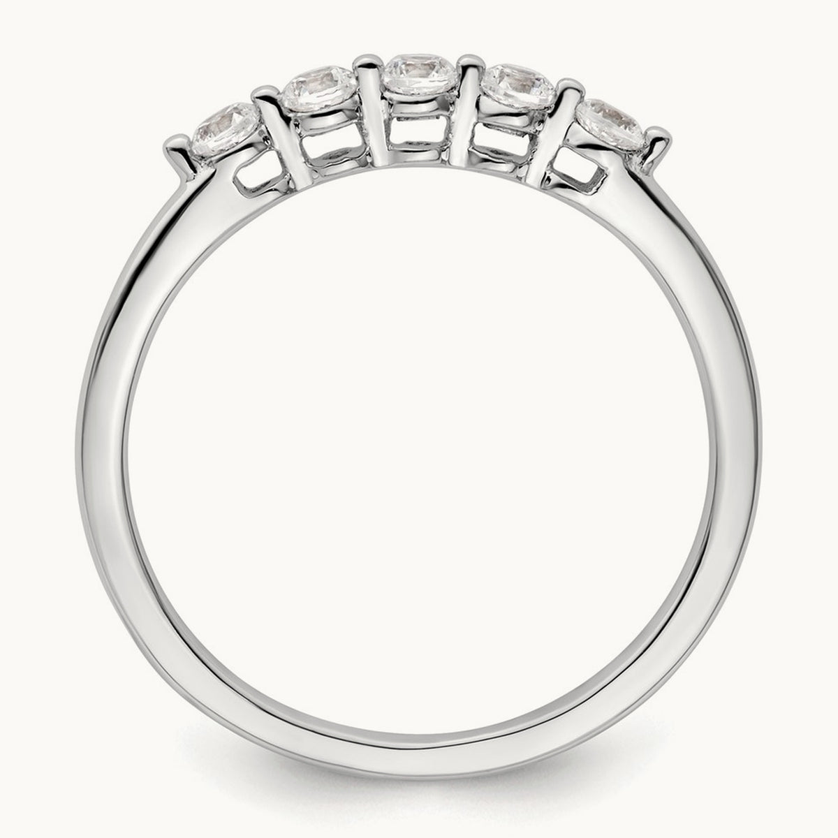 5-Stone Diamond Band, 14K White Gold