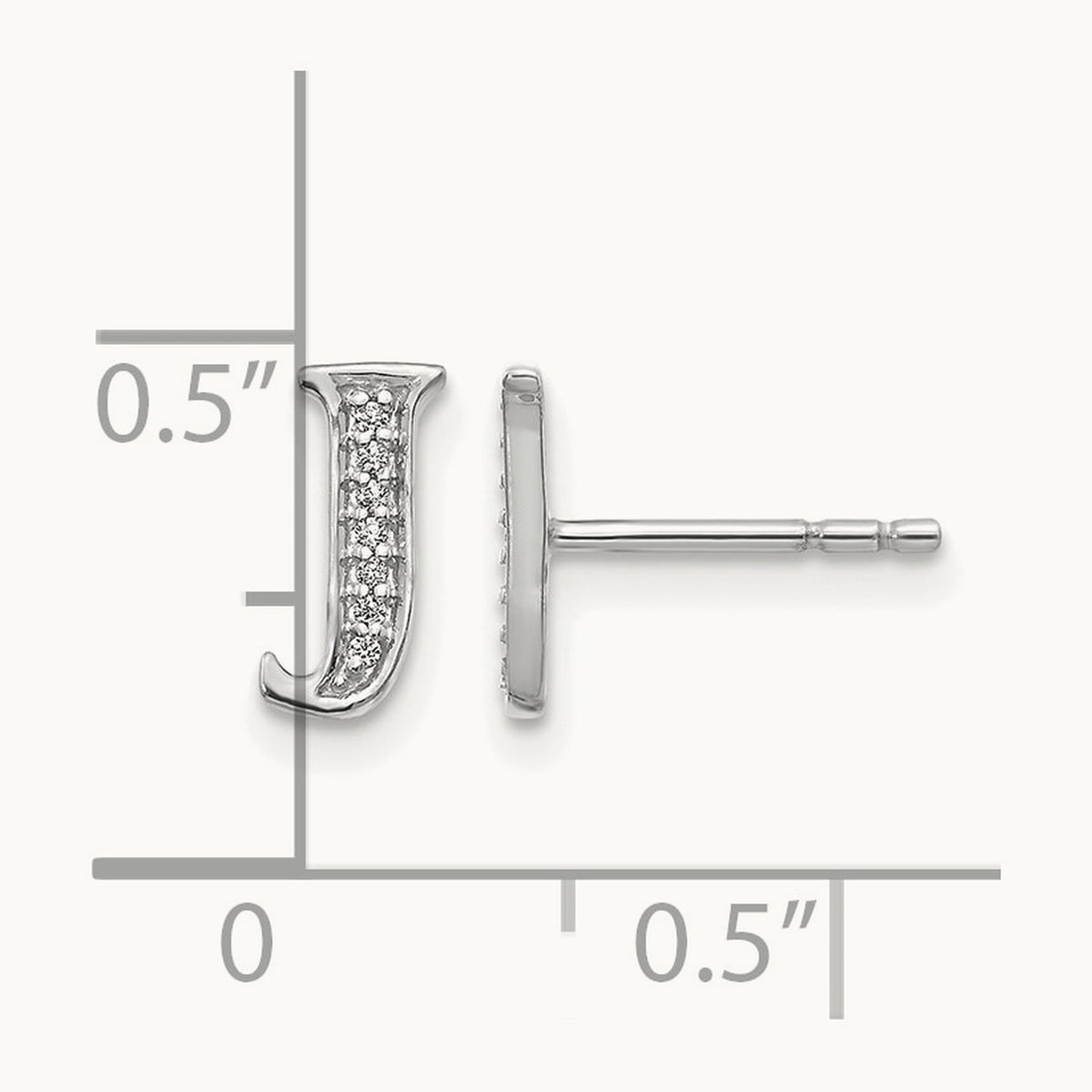 Diamond Earrings — 14K White Gold, 8mm, J