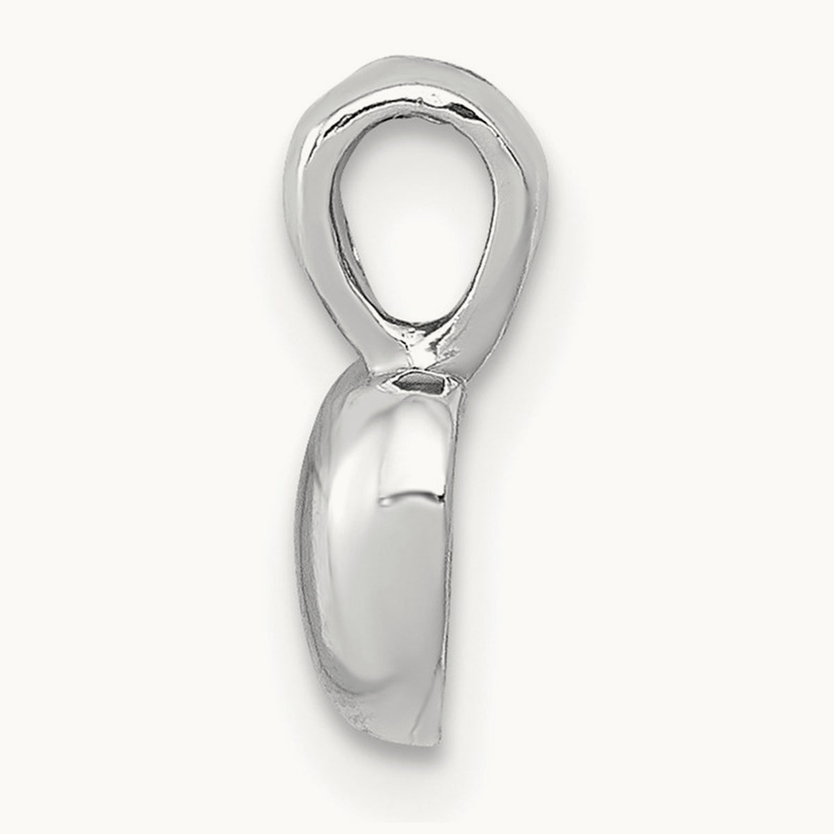 Polished Domed Heart Charm — 14K White Gold