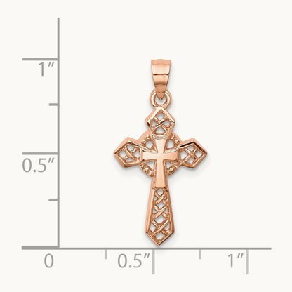 Polished Cross Pendant, 14K Rose