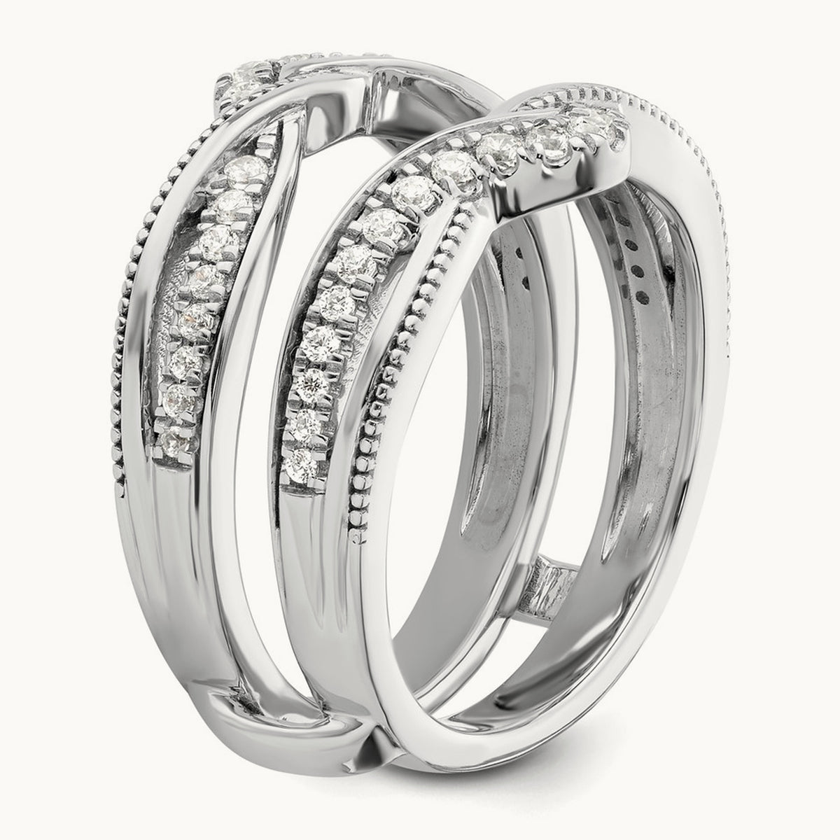 Miligrain Diamond Guard, 14K White Gold