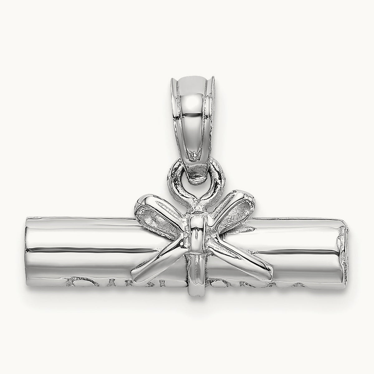 3-D DIPLOMA Rolled Up Charm, 14K White Gold