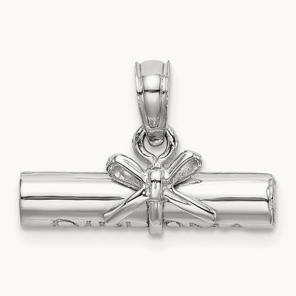 3-D DIPLOMA Rolled Up Charm, 14K White Gold
