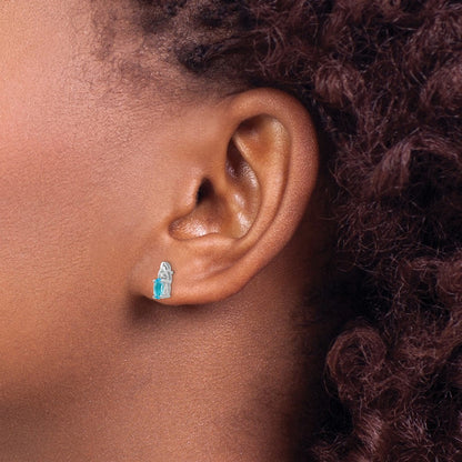 Blue Topaz and Diamond Post Earrings — photo set