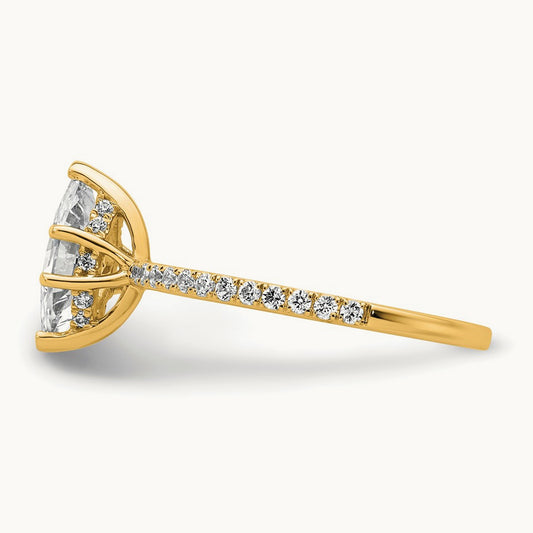 Marquise with Flair Engagement Ring, 1.25-4.50 ct tw Lab-Grown Diamond — 1 3/8 ct, 14K Yellow Gold