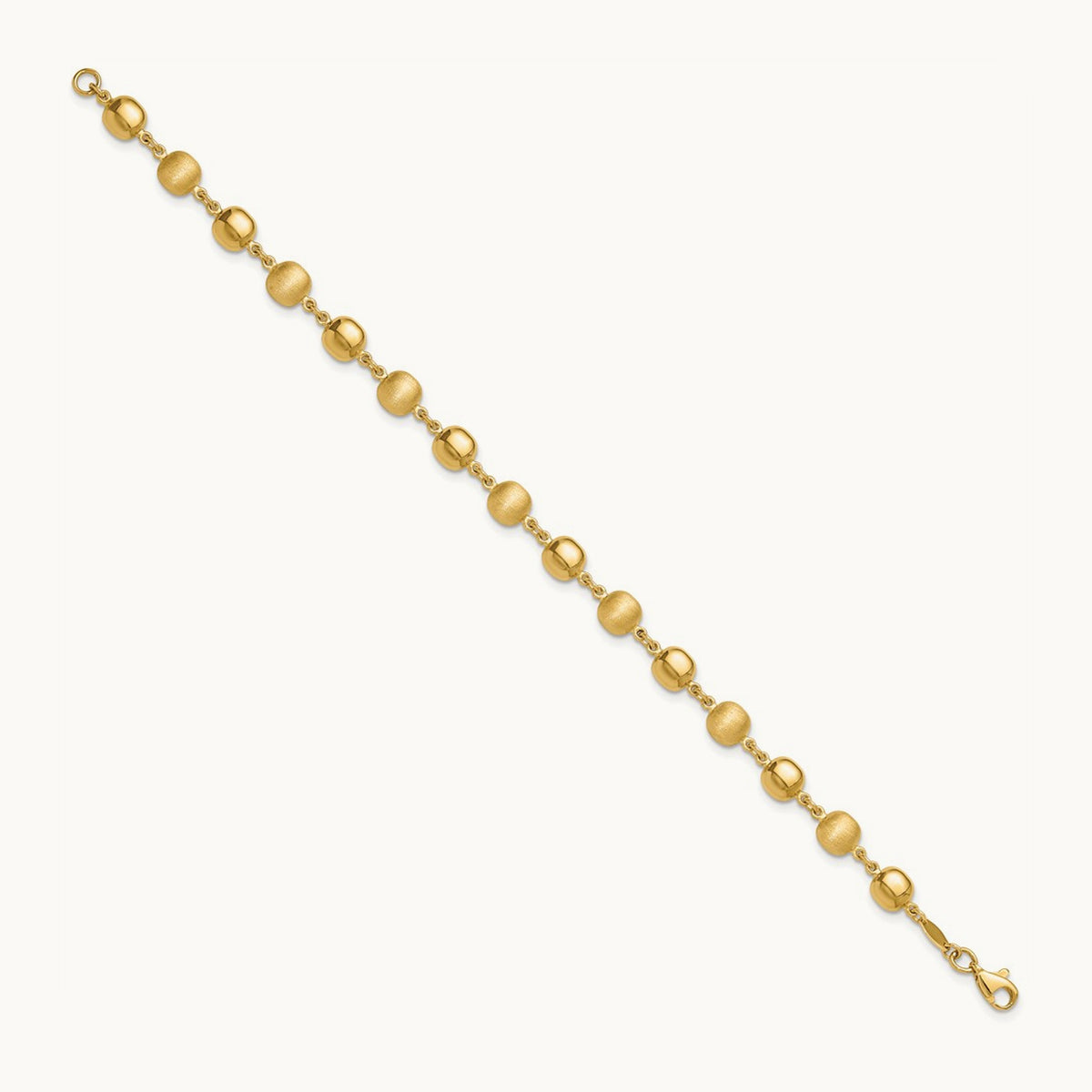 Polished and Satin Puffed Circles Bracelet, 14K