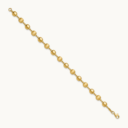 Polished and Satin Puffed Circles Bracelet, 14K