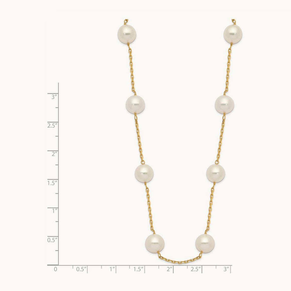 8- White Near-Round Freshwater Cultured Pearl 14-station Necklace, 9mm, 14K