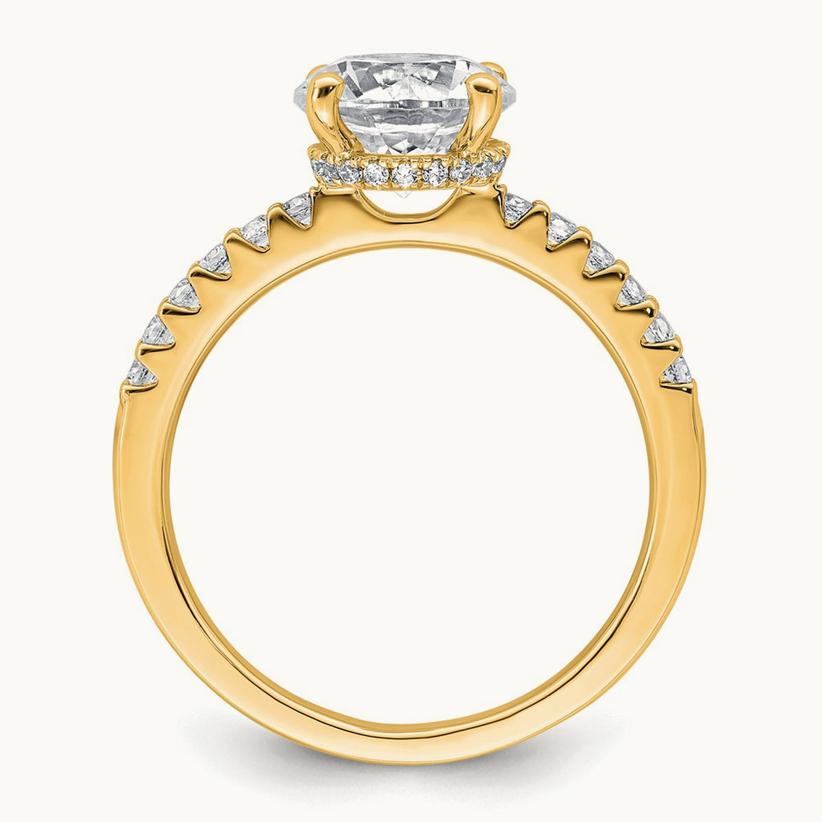 Round Engagement Ring, 1.25-2.75 ct tw Lab-Grown Diamond — 2 1/4 ct, 14K Yellow Gold