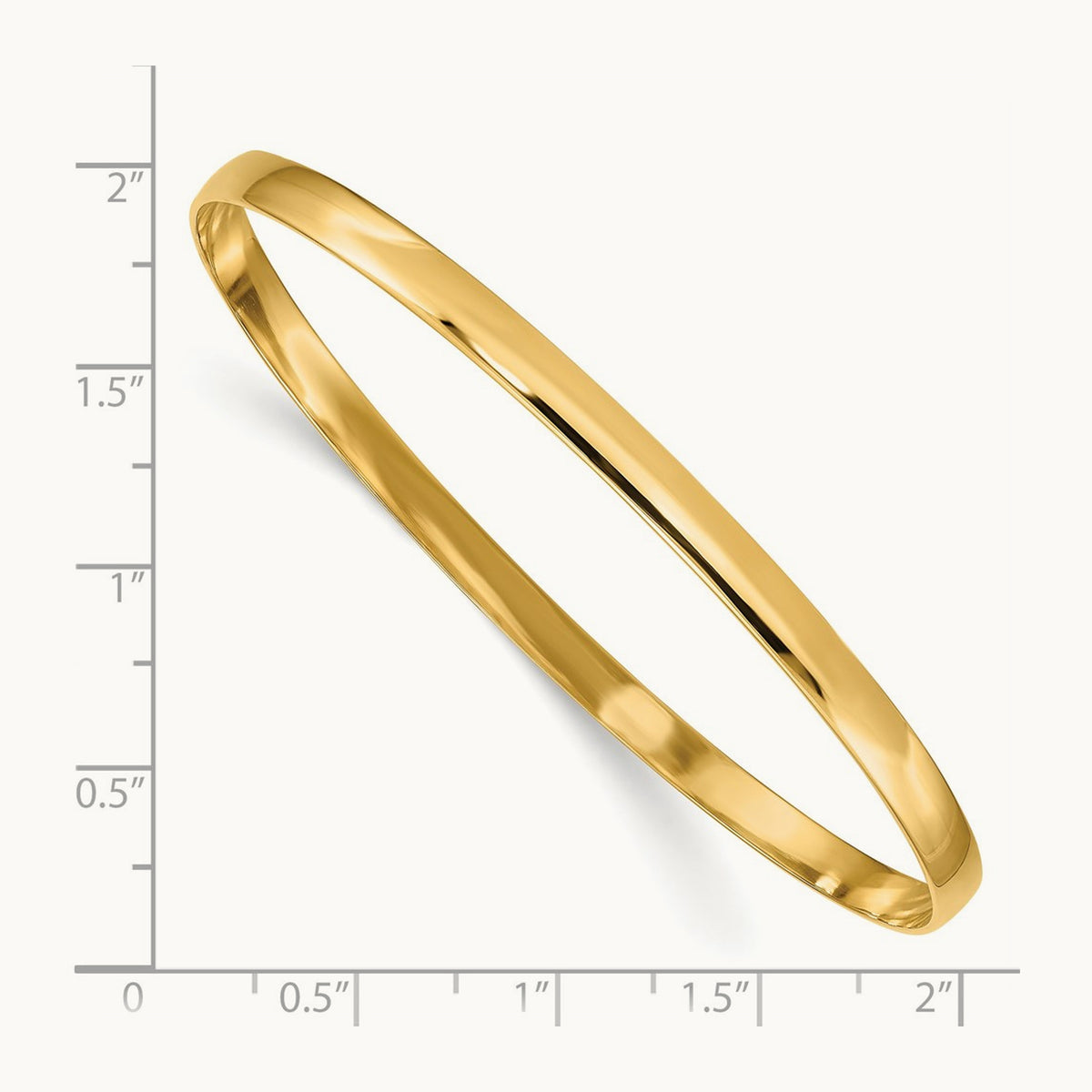 Solid Polished Half-Round Slip-On Bangle — 14K Yellow Gold, 4mm