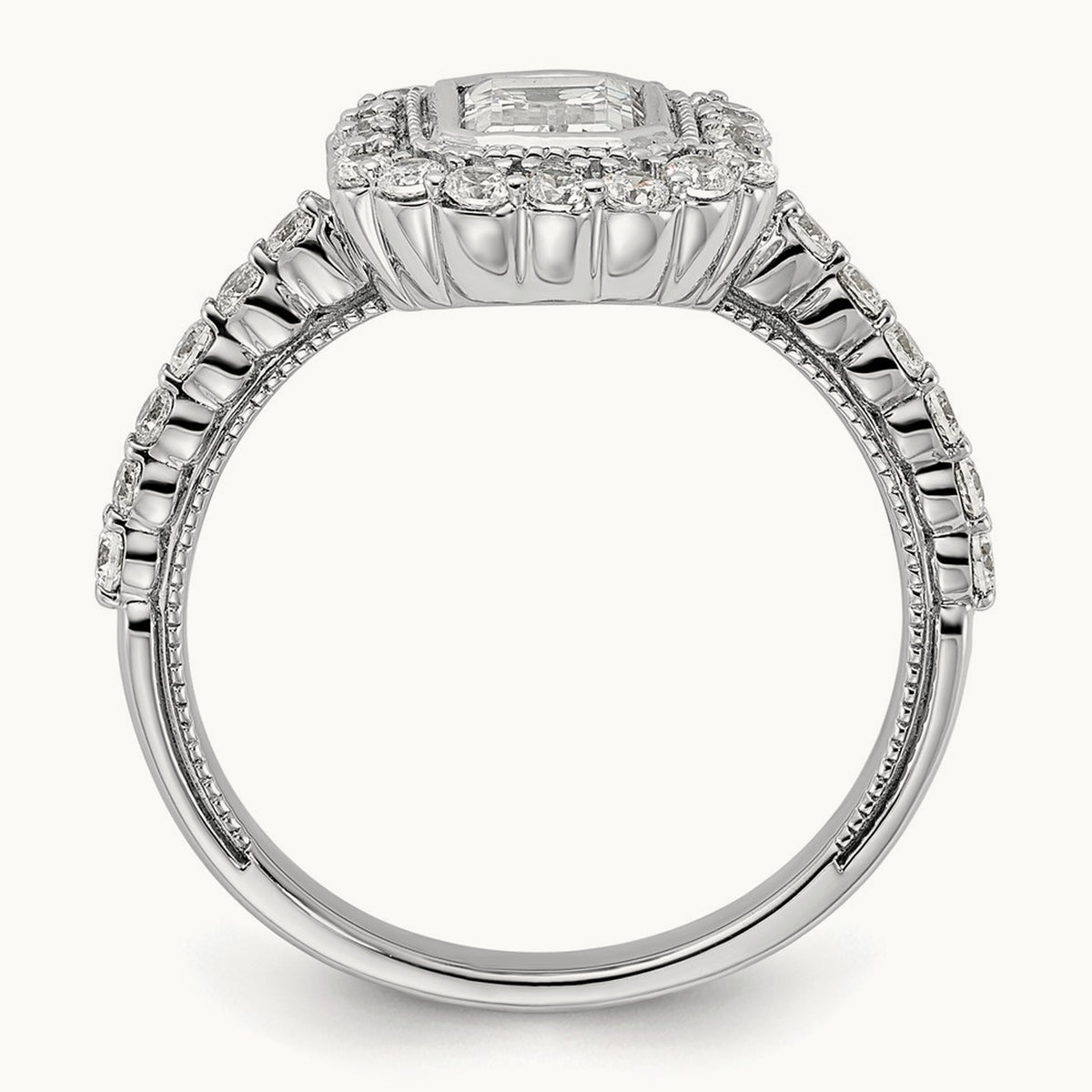 Halo Emerald Bezel Semi-Mount Ring — 1 ct, 7