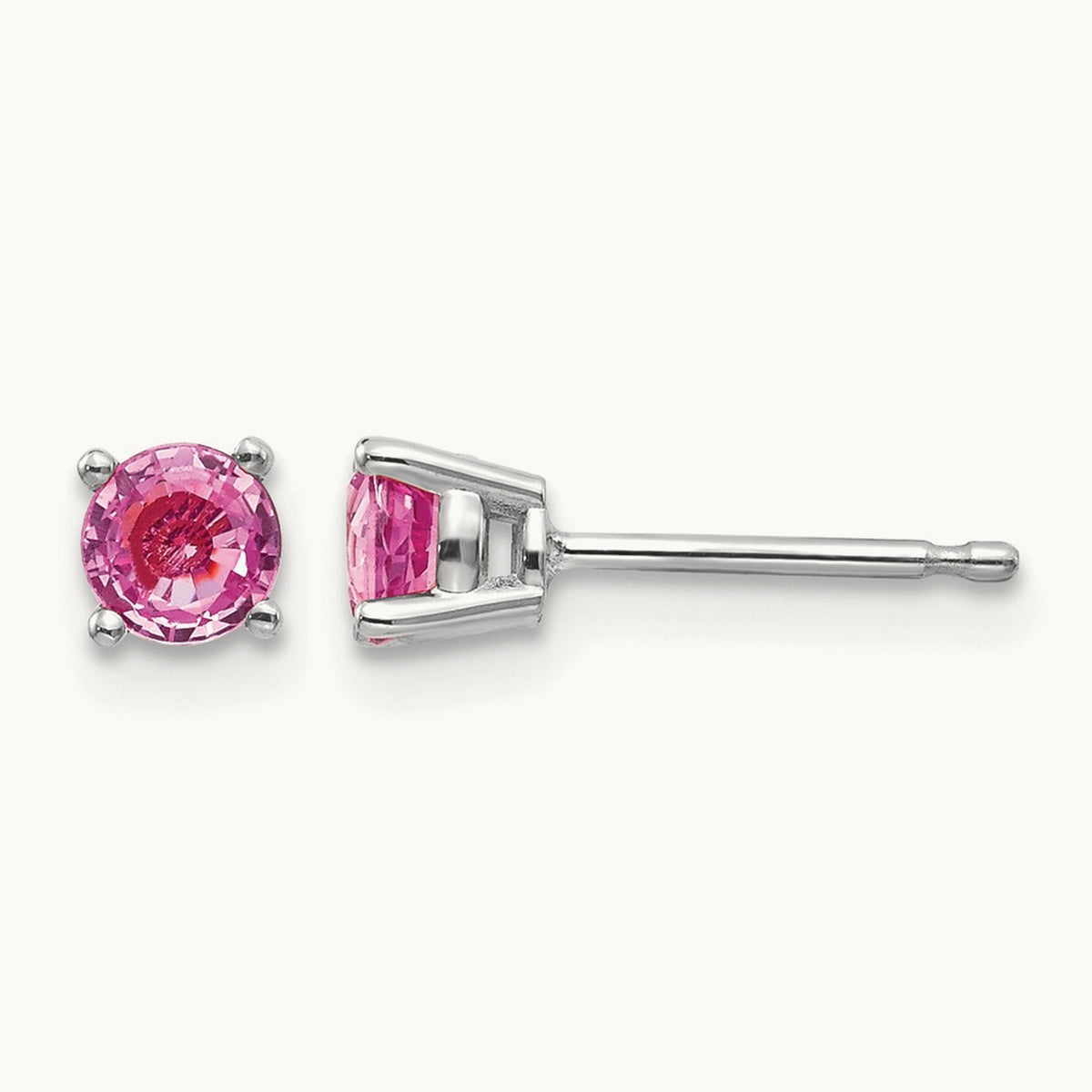 Pink Sapphire Earrings, 14K White Gold