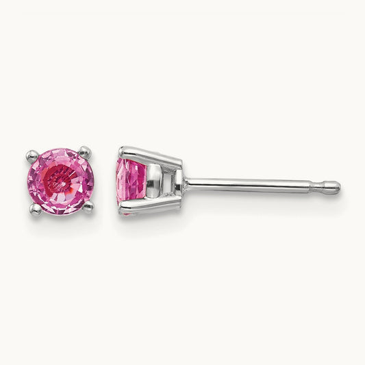 Pink Sapphire Earrings, 14K White Gold