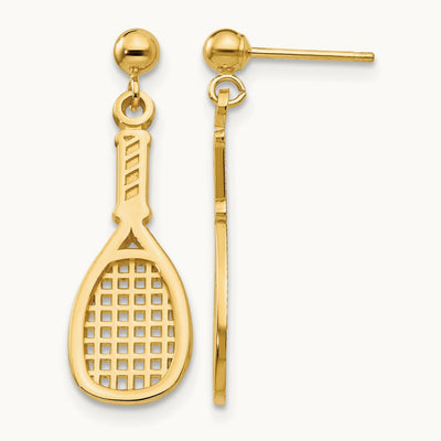 Polished Racquet Dangle Post Earrings, 14K