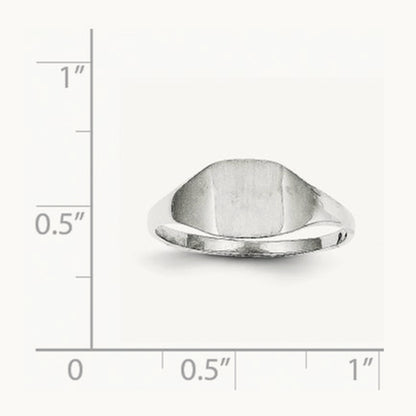 7.0x8. Closed Back Signet Ring, 5mm, 14K White Gold