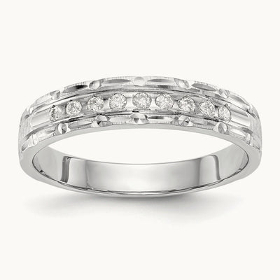 AA Quality Trio Ladies Complete Wedding Band, 14K White Gold