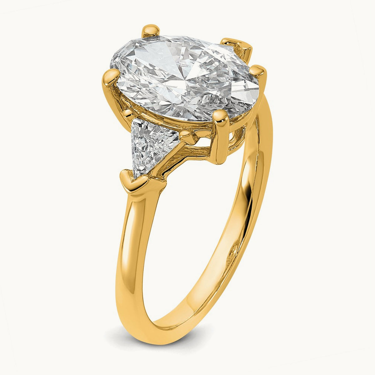 Oval & Trillion 3 Stone Engagement Ring, 1.50-4.00 ct tw Lab-Grown Diamond — 3 1/8 ct, 14K Yellow Gold
