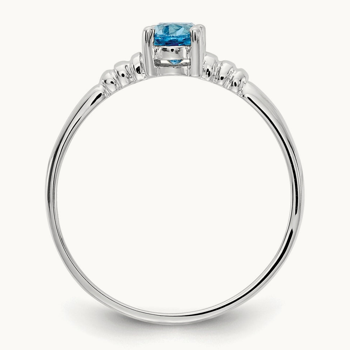 6x4mm Oval Blue Topaz ring, 14K White Gold