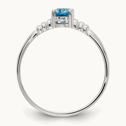 6x4mm Oval Blue Topaz ring, 14K White Gold