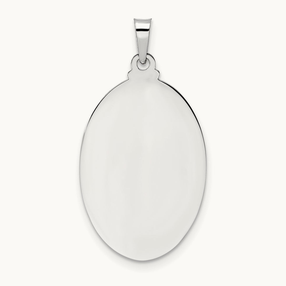 Polished Saint Joseph Oval Solid Medal Pendant, 14K White Gold