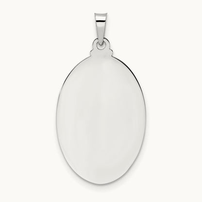 Polished Saint Joseph Oval Solid Medal Pendant, 14K White Gold