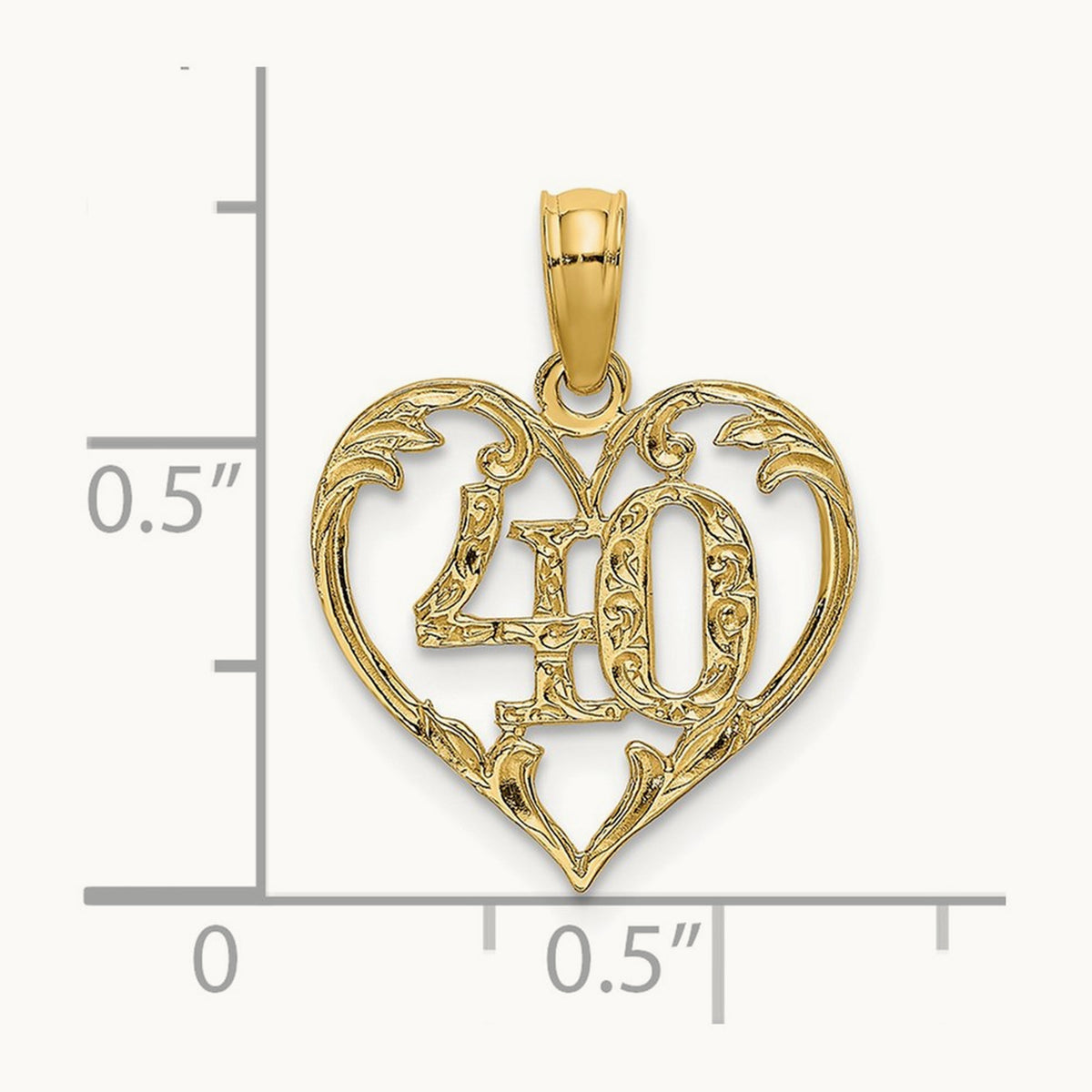 40 In Heart Charm, 14K