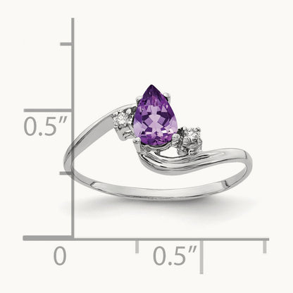 Pear Amethyst AA Diamond ring — photo set