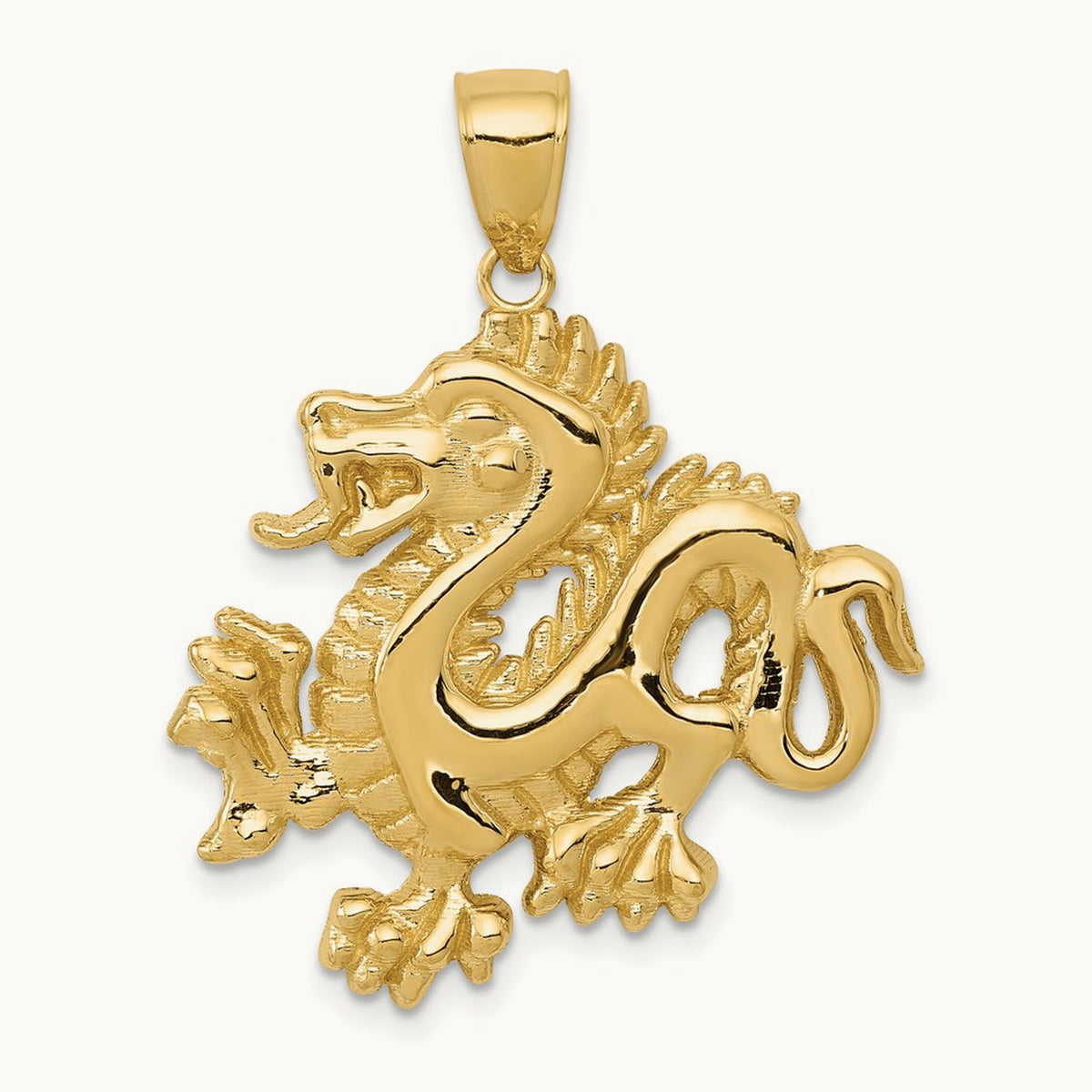 Solid Polished Dragon Pendant — 31.5mm