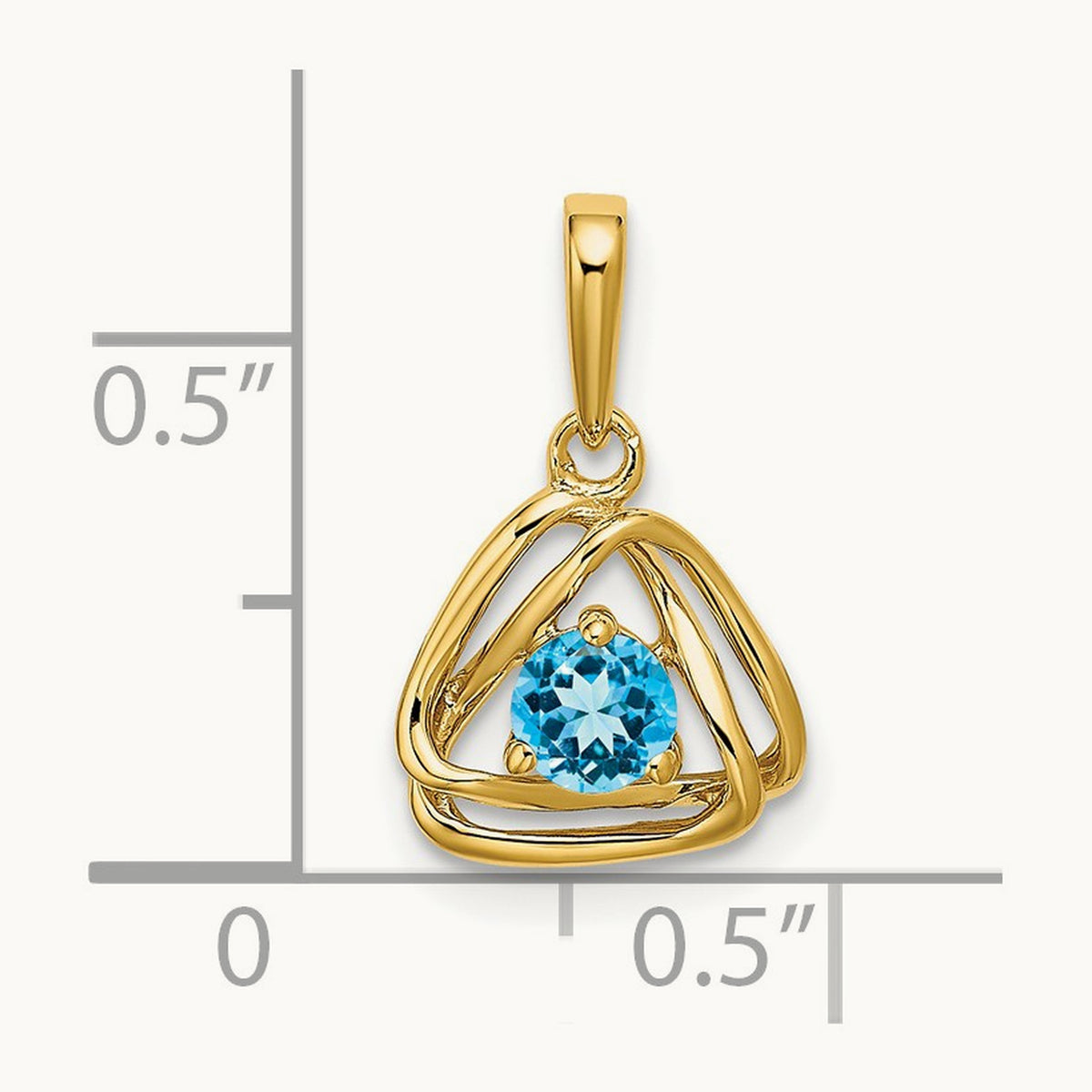 Blue Topaz Triangle Pendant — 14K Yellow Gold