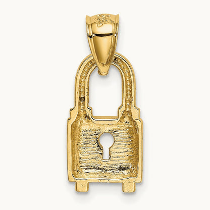 Polished Lock Charm, 14K