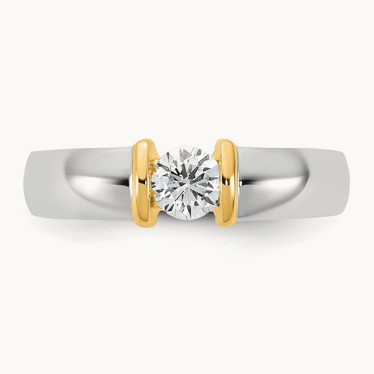 .5ct Mens Wedding Band, 14K Two-tone