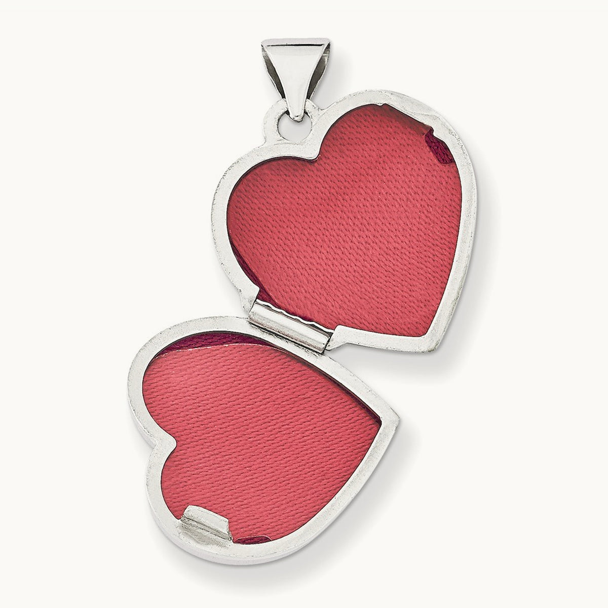 Double Heart Locket — 14K White Gold, 21mm