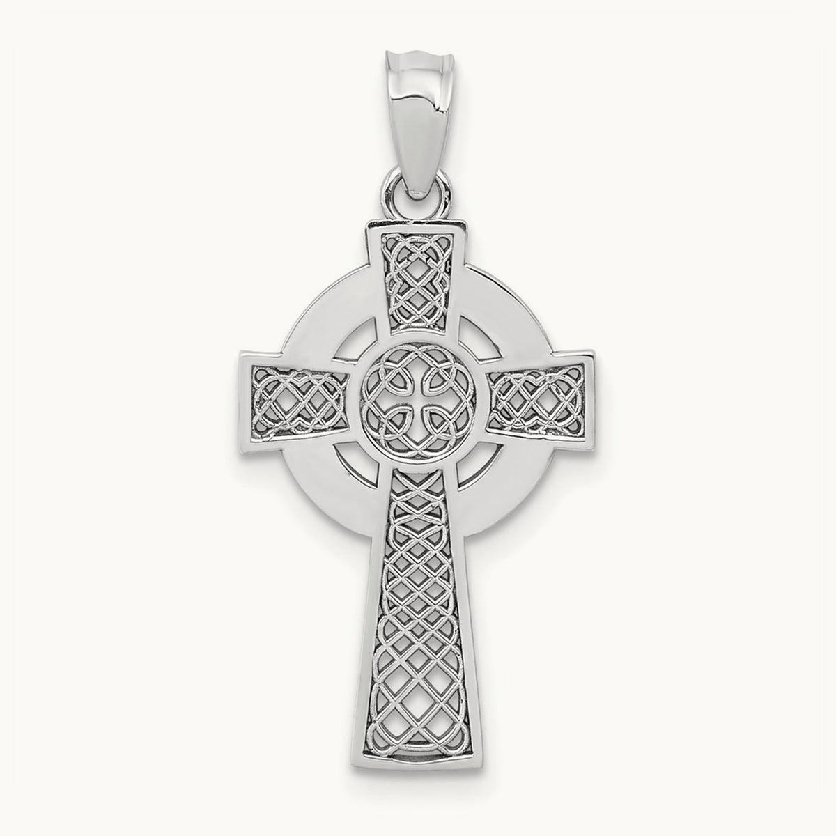 Celtic Cross Pendant, 14K White Gold