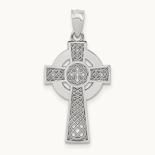 Celtic Cross Pendant, 14K White Gold