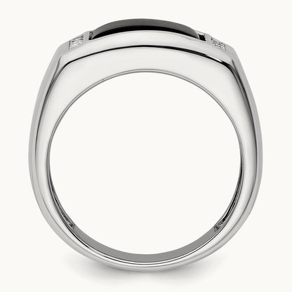 Onyx Men's Ring, 0.20 ct tw Lab-Grown Diamond