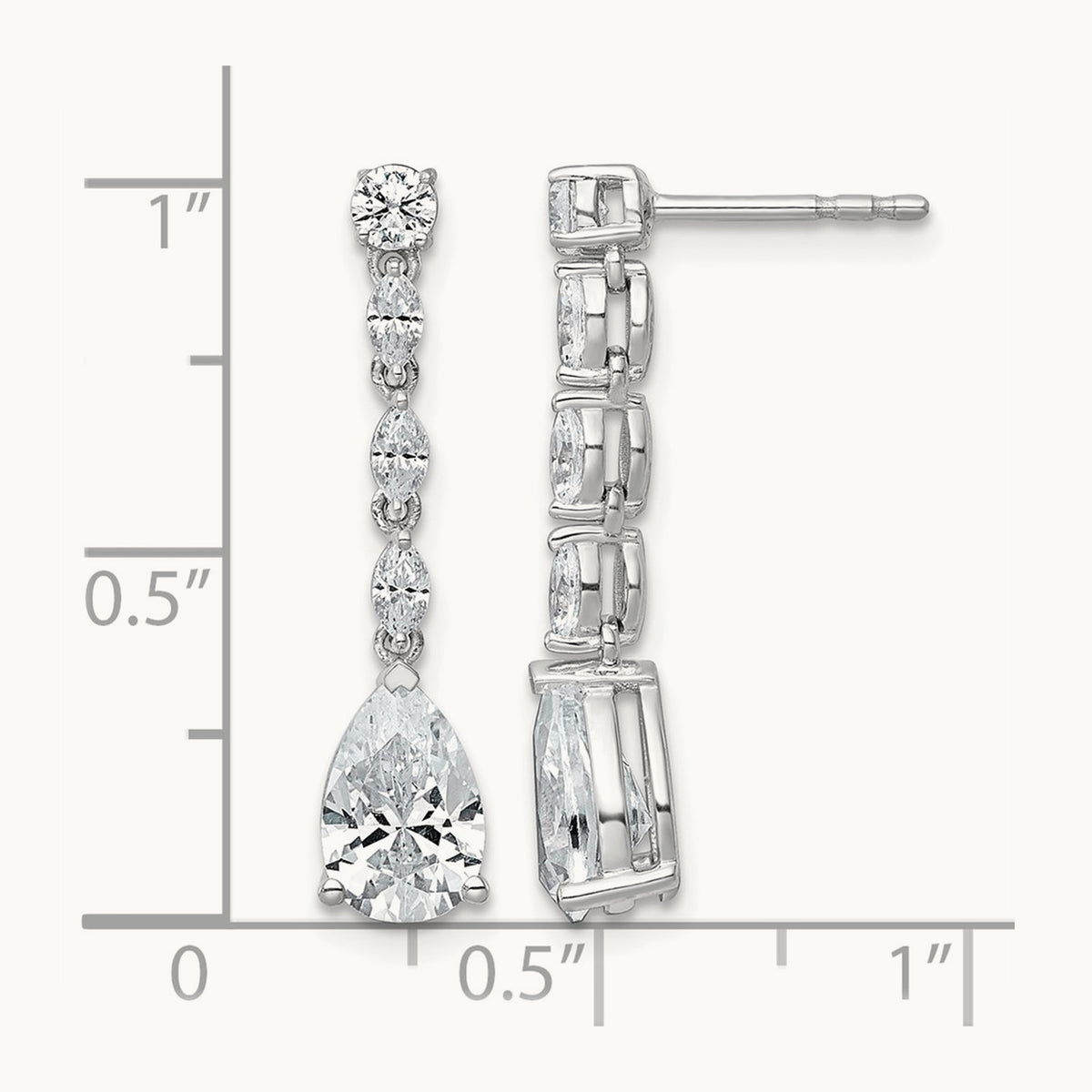 Fashion Dangle Post Earrings, 2.50 ct tw Lab-Grown Diamond — 14K White Gold