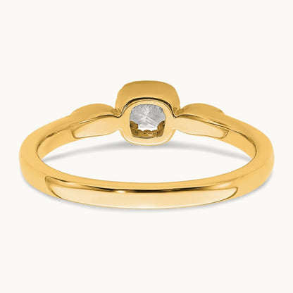 Gold Petite Rope Edge Cushion Ring, 0.25 ct tw — 14K Yellow Gold