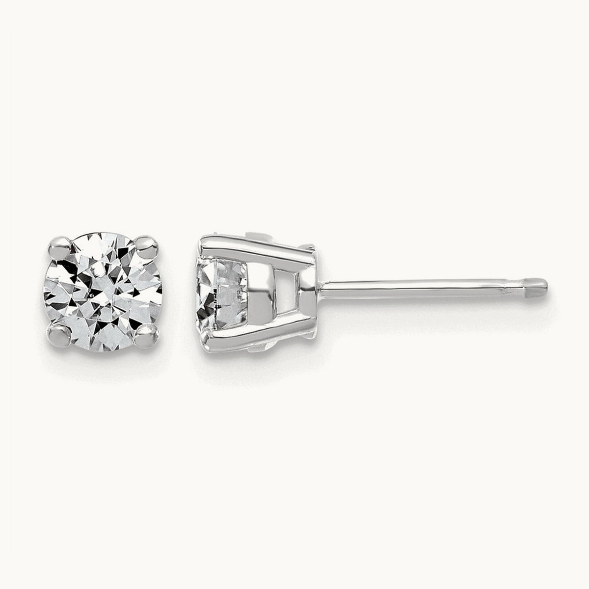 Round Angled Stud Earrings, 0.50-4.00 ct tw Lab-Grown Diamond — 7/8 ct, 14K White Gold
